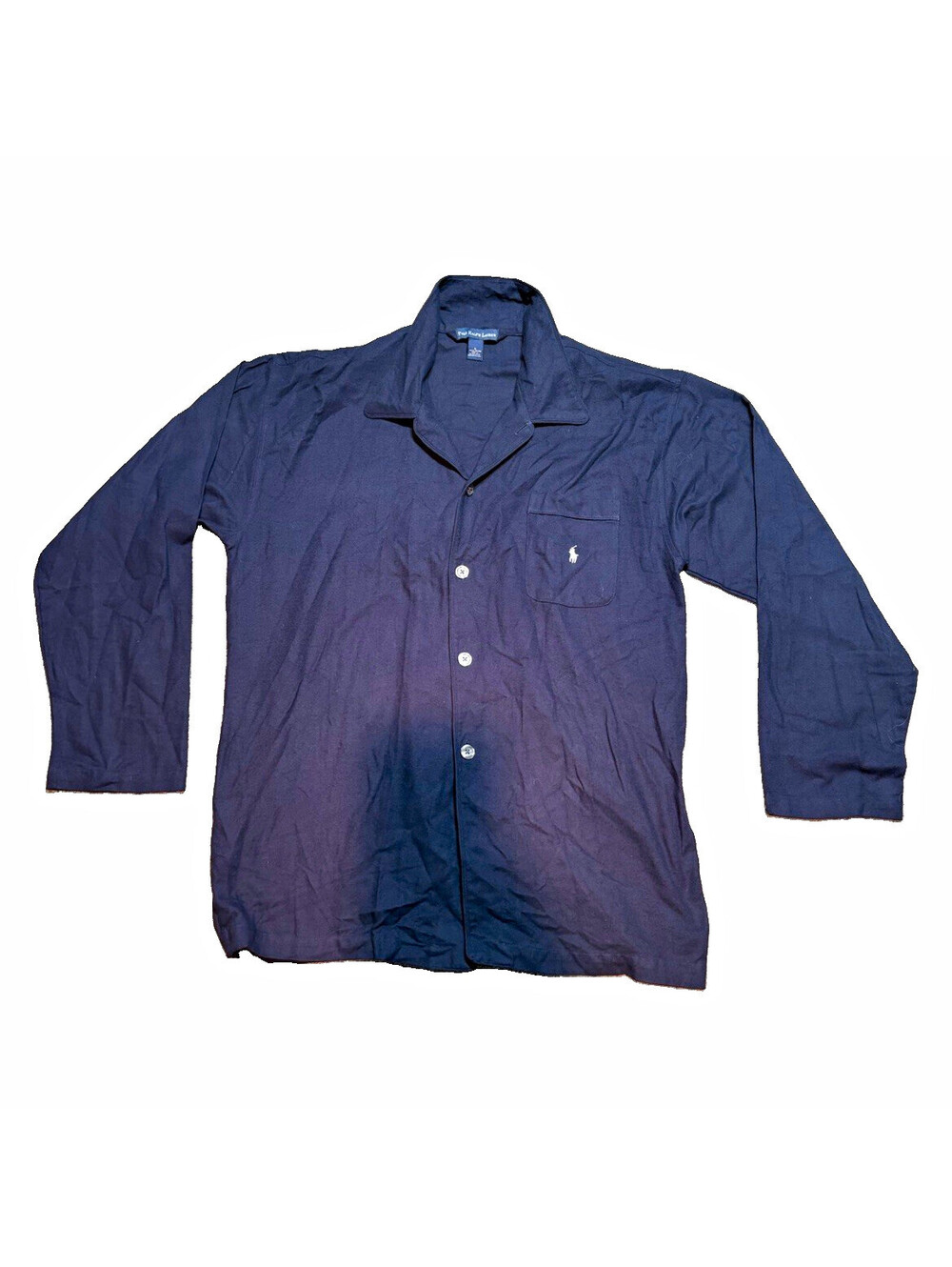 Polo Ralph Lauren Mens Large Navy Blue Long Sleeve Pajama Shirt Sleepwear Cotton